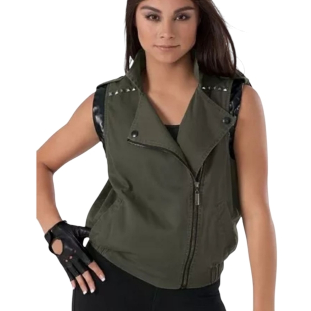 Weissman Urban Groove Studded Dance Vest Army Green Adult Medium Grunge‎ Goth
